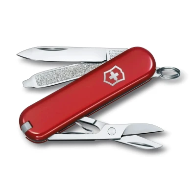 Abbildung von Victorinox Schweizer Taschenmesser, Klein, Classic SD, Multitool, Swiss Army Knife mit 7 Funktionen, Klinge, Nagelfeile, Schraubendreher