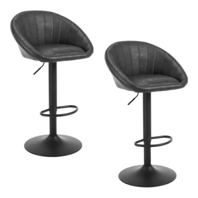 Abbildung von WOLTU Barhocker 2er Set, Barstühle höhenverstellbar drehbar, Küchenhocker mit Rückenlehne, Hocker Küche Bar, 150 kg, Kunstleder Metall, Anthrazit, BH429an 2