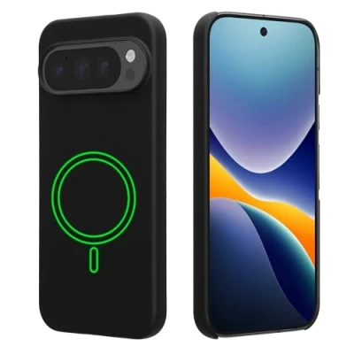 Abbildung von kwmobile Hülle kompatibel mit Google Pixel 9 / Pro Case MagSafe Handyhülle Kunststoff Rutschfestes Cover in Schwarz