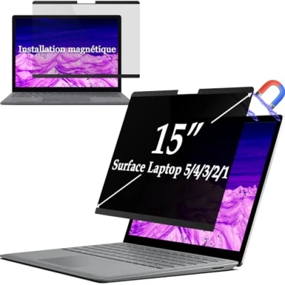 Abbildung von IPROKKO Magnetischer Blickschutzfilter für Microsoft Surface Laptop 5/4/3/2/1 15 Zoll, Abnehmbar Blaulicht Privacy Screen Foile Blickschutzfolie Sichtschutz Sichtschutzfilter Sichtschutzfolie