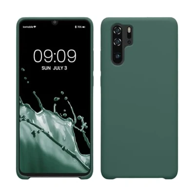 Abbildung von kwmobile Hülle kompatibel mit Huawei P30 Pro Silikon Handy Case Handyhülle weiche Oberfläche kabelloses Laden Tannengrün