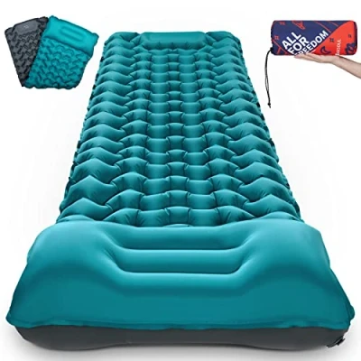 Abbildung von AKSOUL Camping Sleeping Selbstaufblasende Matte: 10 cm Dickes, leichtes Luftbett für Einzelzelt, zusammensteckbare Doppel Pads und kompakte, Wandern, Rucksackreisen