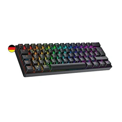 Abbildung von Ranked N60 Nova Mechanische 60 Prozent Tastatur Hotswap Gaming Keyboard 62 Programmierbare Tasten mit RGB Beleuchtung PC/Mac Gamer ISO DE QWERTZ (Schwarz, Gateron Pro Yellow)