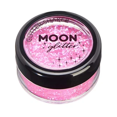 Abbildung von Streuer mit schillerndem Glitter von Moon 100% kosmetische Glitzer für Gesicht, Körper, Nägel, Haare und Lippen 5g Rosa