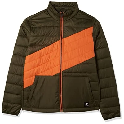 Abbildung von Jack &amp; Jones Men&#039;s JCOCLEAR Puffer Steppjacke, Forest Night/Detail:Mandarin/Four Leaf Clover Blocking, L