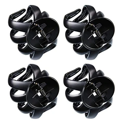 Abbildung von Haarklammern Damen,4 Pcs Kunststoff Mittelgroße Klaue Clips Haarkralle Haargreifer Haarspangen Haarnadel Haar Zubehör für Damen Frauen Mädchen Schwarz