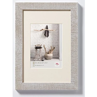 Abbildung von walther design Bilderrahmen hellgrau 15 x 20 cm mit Passepartout, Home Holzrahmen HO520X