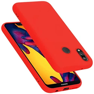 Abbildung von Cadorabo Hülle kompatibel mit Huawei P20 LITE 2018 / NOVA 3E Handyhülle für Case aus flüssigem Silikon stoßfeste dünne TPU Schutzhülle Liquid ROT