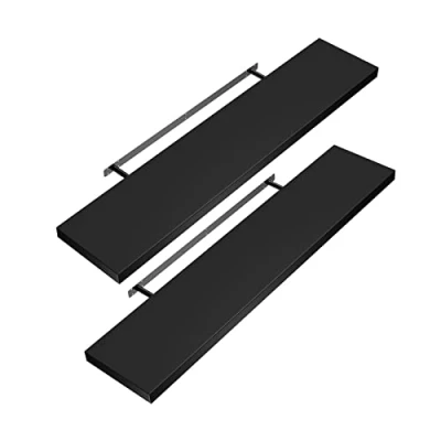 Abbildung von Casaria Wandregal, Schwarz mit Halterung 50 110 cm Schwebend 15 kg Tragkraft Küche