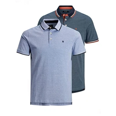 Abbildung von JACK &amp; JONES Herren JJEPAULOS Polo SS 2 Pack MP NOOS, 1x Bright Cobalt/ Denim Blue, S