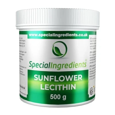 Abbildung von SONNENBLUMENLECITHIN PULVER 500g HÖCHSTER QUALITÄT GVO FREI (DEUTSCHE ETIKETTEN UND ANLEITUNGEN)