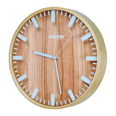 Abbildung von Funk Wanduhr Wood. ø 30 cm Zifferblatt Balken. Holz Schulsport Unisex