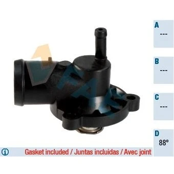 Abbildung von FAE 5352088 Kühlwasserthermostat 88 mit Dichtungen ohne Sensor Gehäuse SKODA: Fabia I Schrägheck, 1 Combi, FELICIA 2