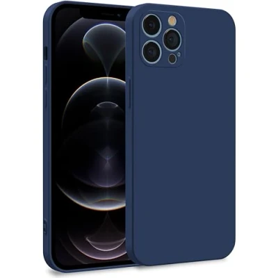 Abbildung von MyGadget Silikon Hülle kompatibel mit Apple iPhone 12 Pro Max Zweilagige Handyhülle Kameraschutz Cover Innenfutter &amp; außen Dunkelblau