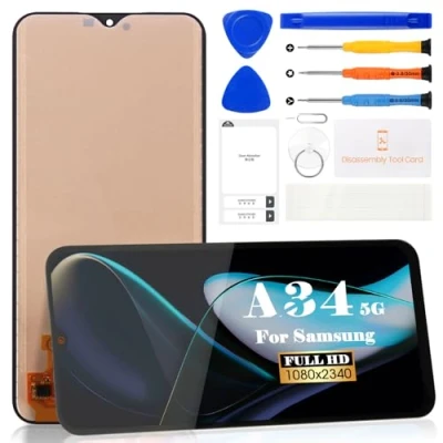 Abbildung von SRJTEK TFT LCD Bildschirm für Samsung Galaxy A34 5G A346 Display SM A346E, A346B, A346B/DS, Display, Touchscreen Digitizer, Montage Reparaturteile mit Werkzeugen (kein Rahmen,