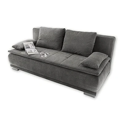 Abbildung von Stella Trading LUIGI Bequemes Schlafsofa mit Bettkasten, Stoffbezug Stone Klappbares Sofa Schlaffunktion und fest vernähtem Schaumtopper 211 x 93 103 cm (B/H/T)