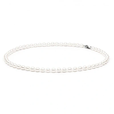 Abbildung von Gaura Pearls Perlenkette Leichter Choker weiß reisförmig 5.5 6.5 mm 38cm Süßwasserzuchtperlen, 925 Silber rhodiniert