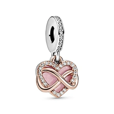 Abbildung von Pandora Sparkling Infinity Heart Dangle Charm, Damen, Größe: One Size, Sterling silver and rose gold plated