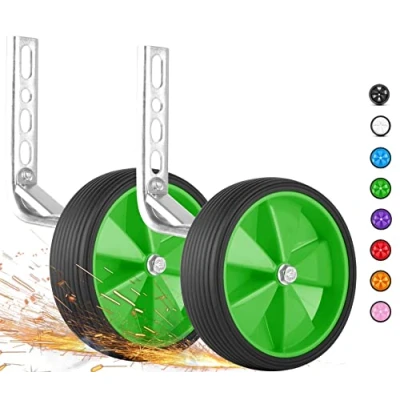 Abbildung von PROMETHEUS BICYCLES Stützräder Kinderfahrrad Stützrad Fahrrad 12 Zoll 14 16 18 für Kinder universal stabile Stahlkonstruktion mit Gummi Reifen (Grün)