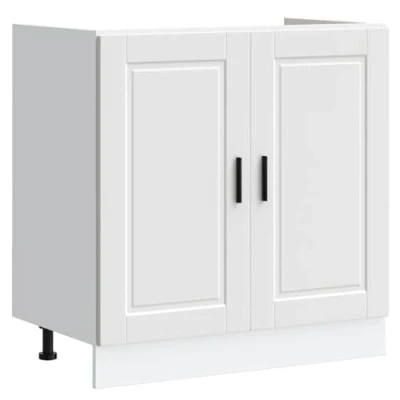 Abbildung von vidaXL Spülenunterschrank Porto Weiß 80x46x81,5 cm Holzwerkstoff, Küchenunterschrank, Unterschrank für Küche, Küchenzeile, Küchenschrank