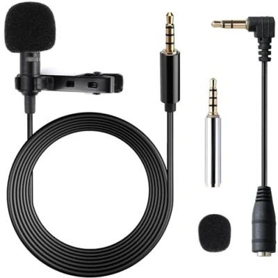 Abbildung von Lavalier Mikrofon, Omnidirectional Kondensator Lapel Mic mit Einfacher Clip für Recording Interview / Video Conference Podcast Voice Dictation