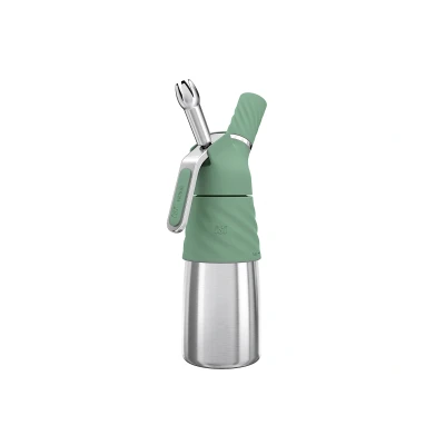 Abbildung von iSi Creative Whip Premium Sahnespender 500ml , Wave Green aus Edelstahl inkl. 3 Edelstahltüllen &amp; 2 Sahnekapseln für Sahne, Dessert Herzhaftes Spülmaschinenfest