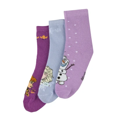 Abbildung von Disney Frozen ANNA ELSA 3 PAAR SET Socken für Kinder, Größe: 23 26, Mehrfarbig
