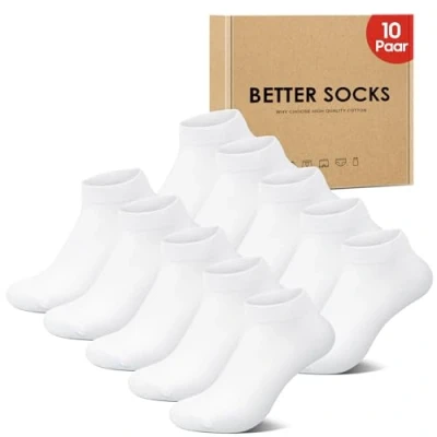 Abbildung von IceReco Sneaker Socken Herren 43 46 Weiß Damen 10 Paar Baumwolle Sneakersocken Kurz Kurze Laufsocken Halbsocken Sportsocken Herrensocken Damensocken Sommer Halbe Low Running Socks