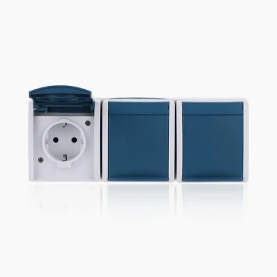 Abbildung von Busch Jaeger 2300/3 EW 53 SCHUKO® Steckdose 3 fach (Thermoplast) Grau ocean® (IP 44) 2CKA002084A0698