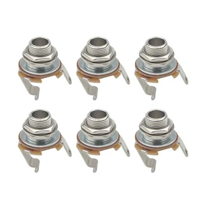 Abbildung von Unxuey 6 Stück 6,35 mm Gitarre 3 polige Buchse Sockel Eingang Ausgang Mono Panel Mount für E Gitarren Bass