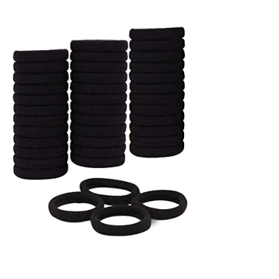 Abbildung von IvyLife Haargummis, 40 Stücke Haargummis Bunt Ohne Metall aus Baumwolle Elastisches Haarbänder Mädchen Damen Stirnband Seil für Dicke Schwere Und Lockiges Haar Pferdeschwanz Halter (Schwarz)