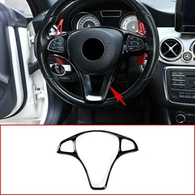 Abbildung von ABS Auto Lenkrad Dekoration Rahmen Abdeckung Trim für Benz C Klasse E B GLC CLA GLA GLS GLE W205 W213 X253 C117 X156 2015 2018 Autozubehör (schwarz)