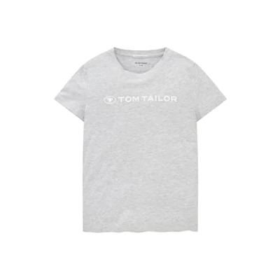 Abbildung von TOM Tailor Basic TEE WITH Logoprint Tshirt print für Kinder, Größe: 128, Light stone grey melange