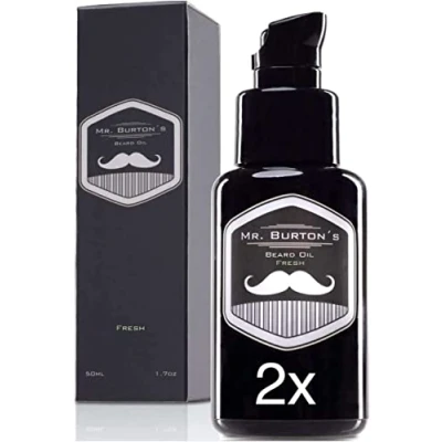 Abbildung von Doppelpack Bartöl Mr. Burton&#039;s Beard Oil FRESH 2x50 ml Bart Öl für die Bartpflege 100% natürliche Inhaltsstoffe Premium Qualität Made in Germany