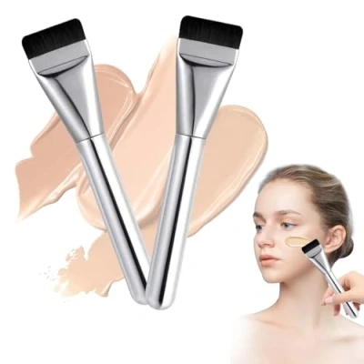 Abbildung von Ellxen 2 Stück Make up Pinsel Foundation,Generic Foundation Pinsel,Contouring Pinsel,Gesichts Rouge Pinsel,Flüssiger Puderpinsel,für Cremige,Flüssige