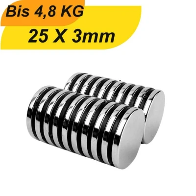 Abbildung von MaajeeKuto Magnet Neodym 25x3 mm Supermagnete hoher Haltekraft Scheibenmagnet (5 St)