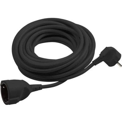 Abbildung von Meister Schutzkontakt Verlängerung 2 m Kabel schwarz Kunststoffleitung IP20 Innenbereich / Kupplung mit Berührungsschutz Schuko 7432220