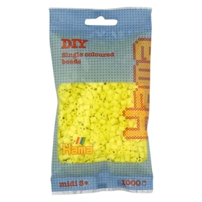 Abbildung von Hama Perlen 207 43 Bügelperlen Beutel mit ca. 1.000 Midi Bastelperlen Durchmesser 5 mm in Pastell Gelb, kreativer Bastelspaß für Groß und Klein