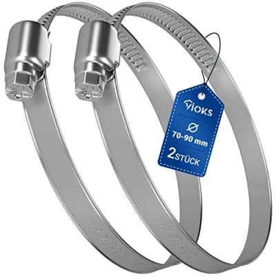 Abbildung von VIOKS 2x Schlauchschellen Set 70 90 mm Ø/Schlauchklemmen Set/Schlauchschellen Edelstahl &amp; Schellen Schlauchschelle Waschmaschine/Schlauchschellen Waschmaschine