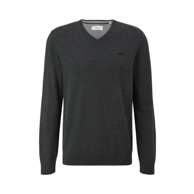 Abbildung von s.Oliver Logostickerei Strickpullover, Herren, Größe: XXL, Dunkelgrau