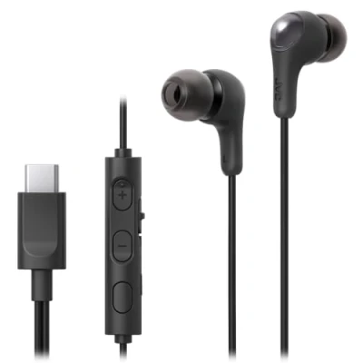Abbildung von JVC HA FR9UC B USB Typ C kabelgebundener Kopfhörer mit kraftvollem und kristallklarem Klang, praktischem Mikrofon 3 Tasten Fernbedienung in äußerst kompakter Bauform (Schwarz)