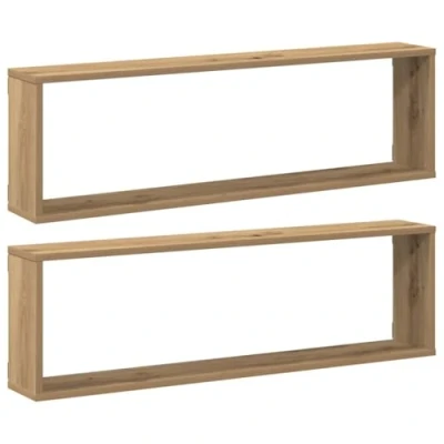 Abbildung von vidaXL Regal Würfel Wandregale 2 Stk. Artisan Eiche 100x15x30 Holzwerkstoff, tlg.