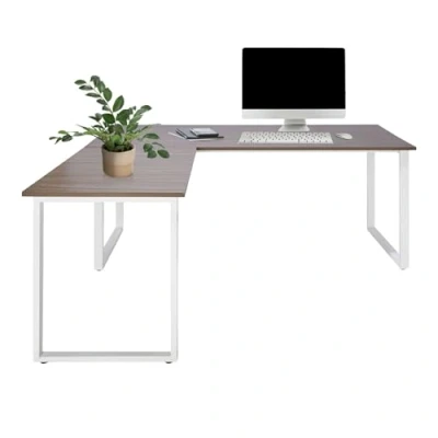 Abbildung von hjh OFFICE 830089 Eckschreibtisch 180x180 WORKSPACE XL I Grau/Weiß Schreibtisch mit großer Arbeitsfläche, Stahlgestell