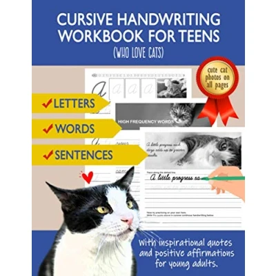 Abbildung von Cursive Handwriting Workbook for Teens (Who love cats): letter dot to tracing book beginners practice and learn writing in continuous cursive.
