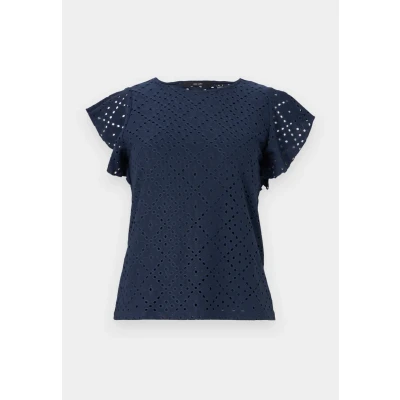 Abbildung von VERO MODA Damen Vmtassa Sl Frill Top Noos T Shirt, Navy Blazer, M