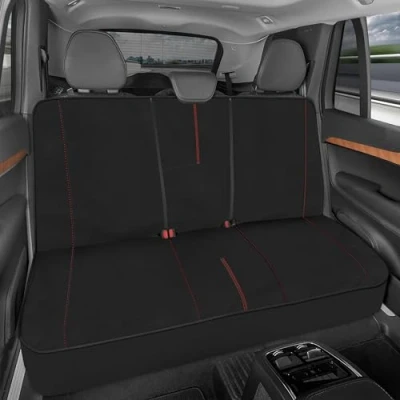 Abbildung von Motor Trend SpillGuard Autositzbezug, wasserdicht, rote Nähte, Geteilte Bank, Rücksitzschoner mit Neopren Polsterung, Rücksitzbezug für Kinder und Hunde, Auto Innenraumbezüge