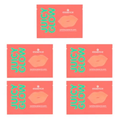 Abbildung von essence JUICY GLOW hydrating papaya lip patch, Lippenmaske, Nr. 01, Orange, pflegend, gelig, vegan, ohne Parfüm, Alkohol, Konservierungsstoffe, 5er Pack (5x1pcs)