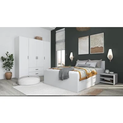 Abbildung von Inter Link Funktionsbett Stauraumbett Bett mit Schubladen und Nachttische Farbe weiß lackiert Für Erwachsene, Kinder, Jugendliche Doppelbett Ranya 140 x 200 cm