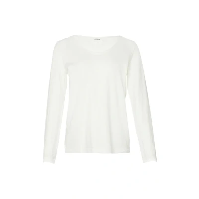 Abbildung von s.Oliver MIT Rollkanten AM Ausschnitt Langarmshirt, Damen, Größe: 44, Ecru