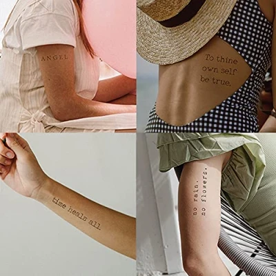 Abbildung von Everjoy Realistische temporäre Tattoos 2 Blätter, große, wasserfeste inspirierende Worte für Frauen und Männer